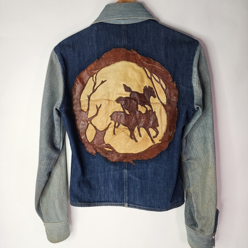 Antonio Guiseppe 70s Rare custom one of a kind denim & leather jacket